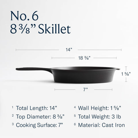Field Company 8.38-inch skillet on stovetop across cooktops.