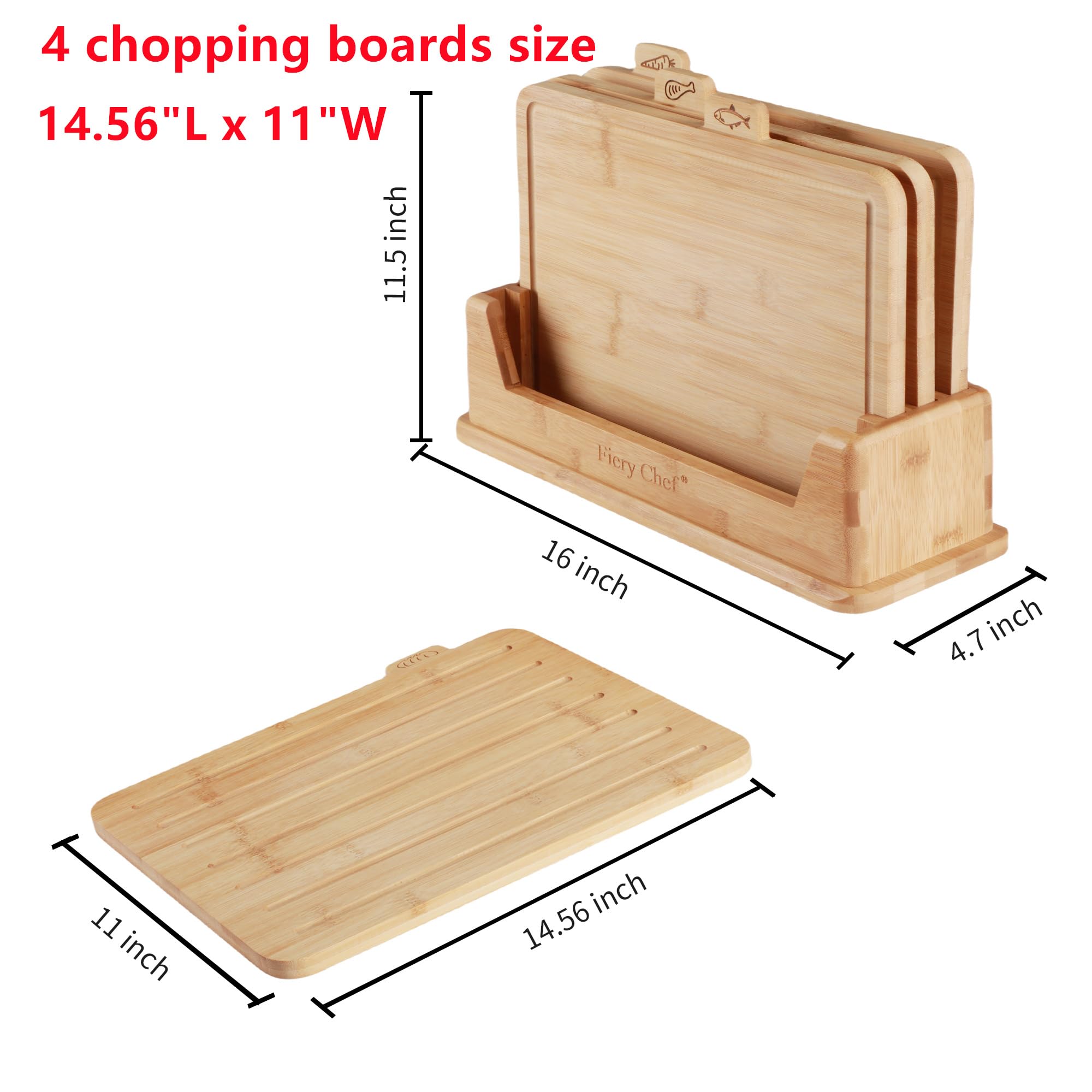 Fiery Chef board with fish icon helps prevent cross-contamination.