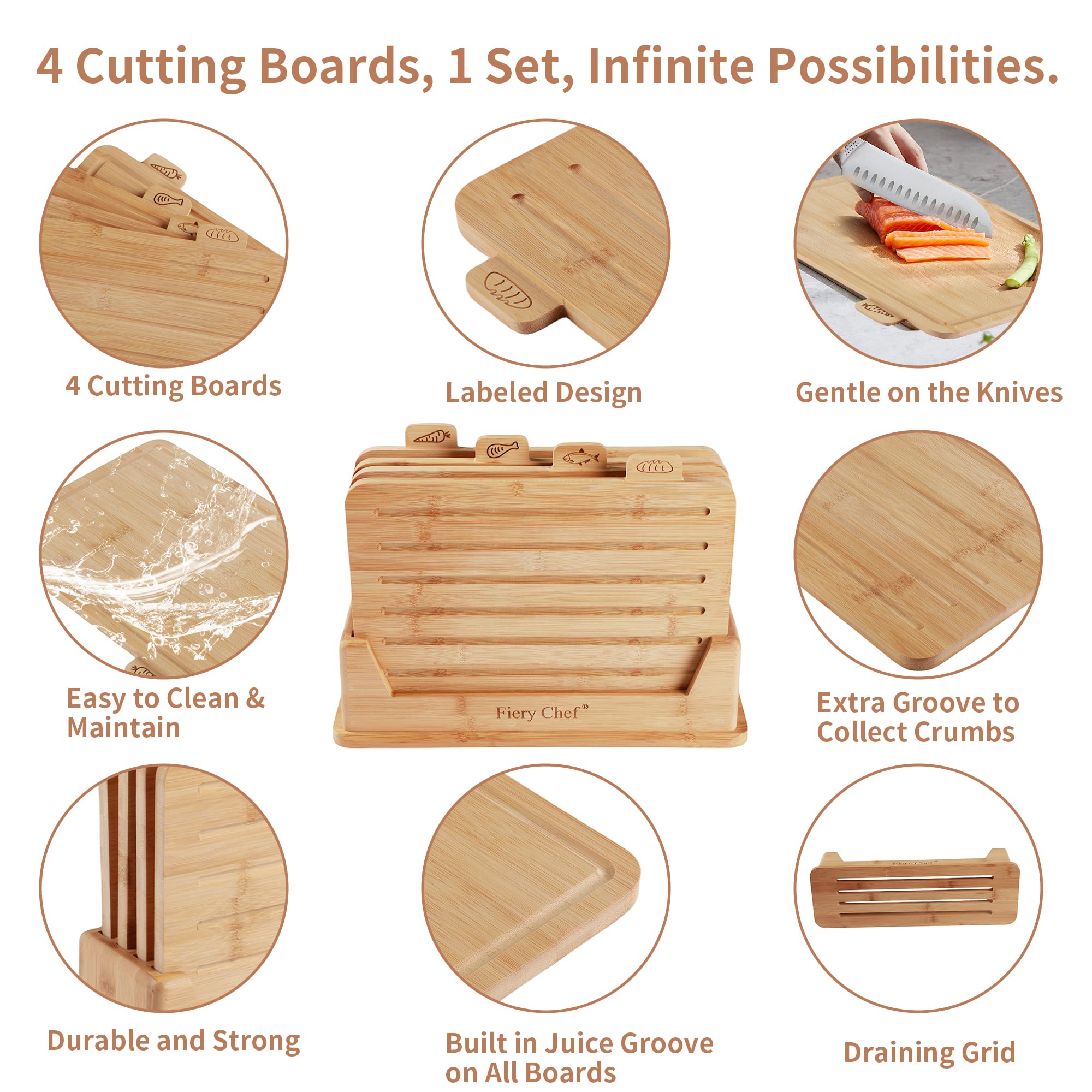 Fiery Chef vegetable icon board keeps produce prep tidy.