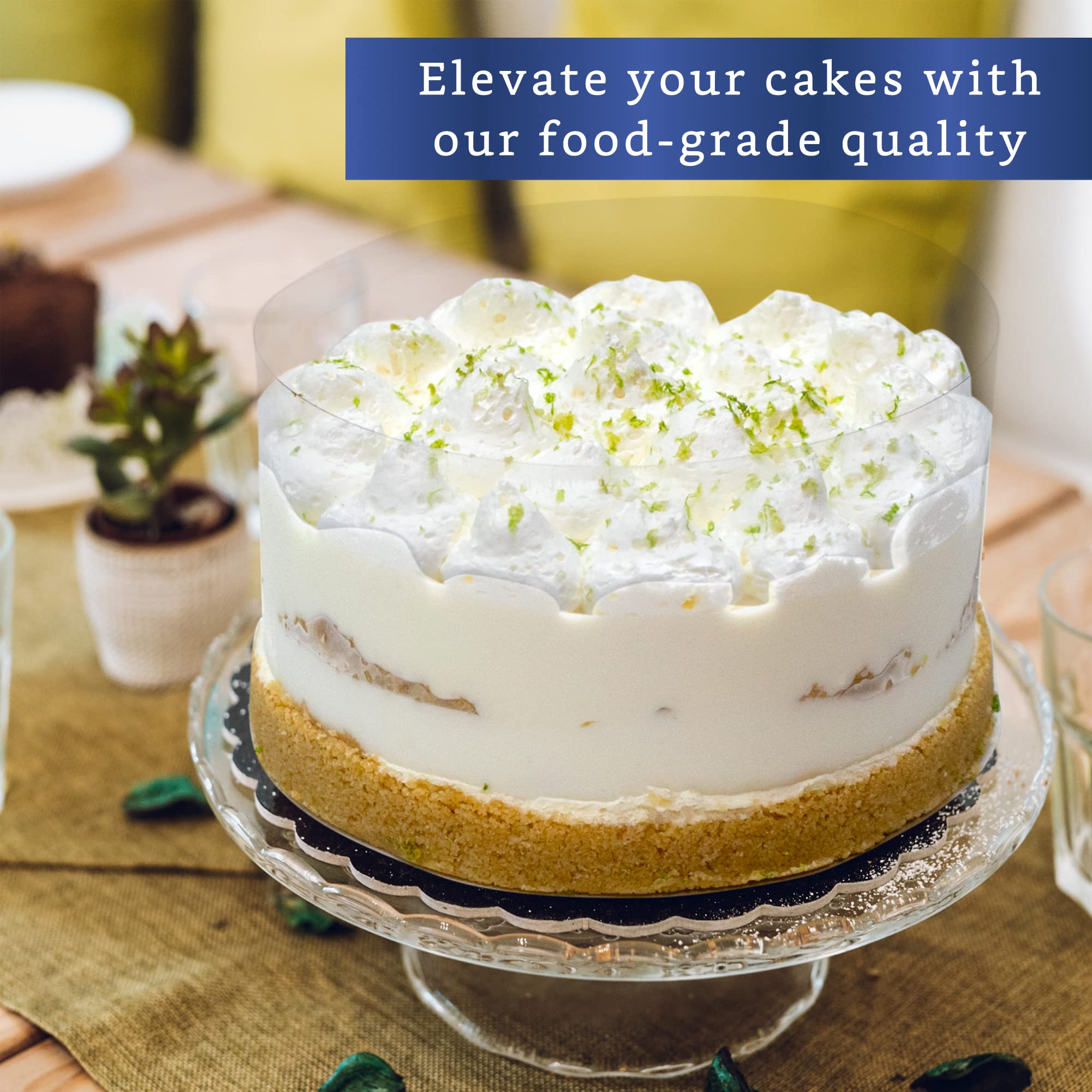 Fiesta Wraps crystal-clear acetate supports decorative cake design and sealing.