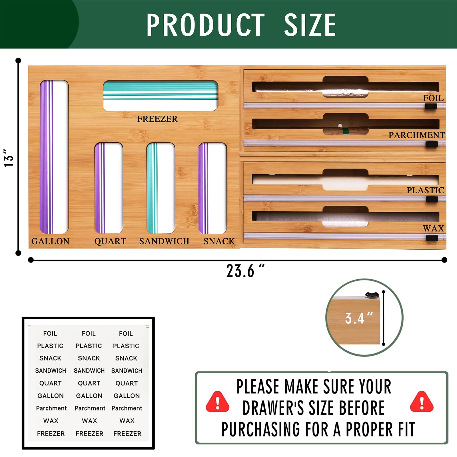 FifanQiQi bamboo drawer organizer showcases natural, durable utensil storage.