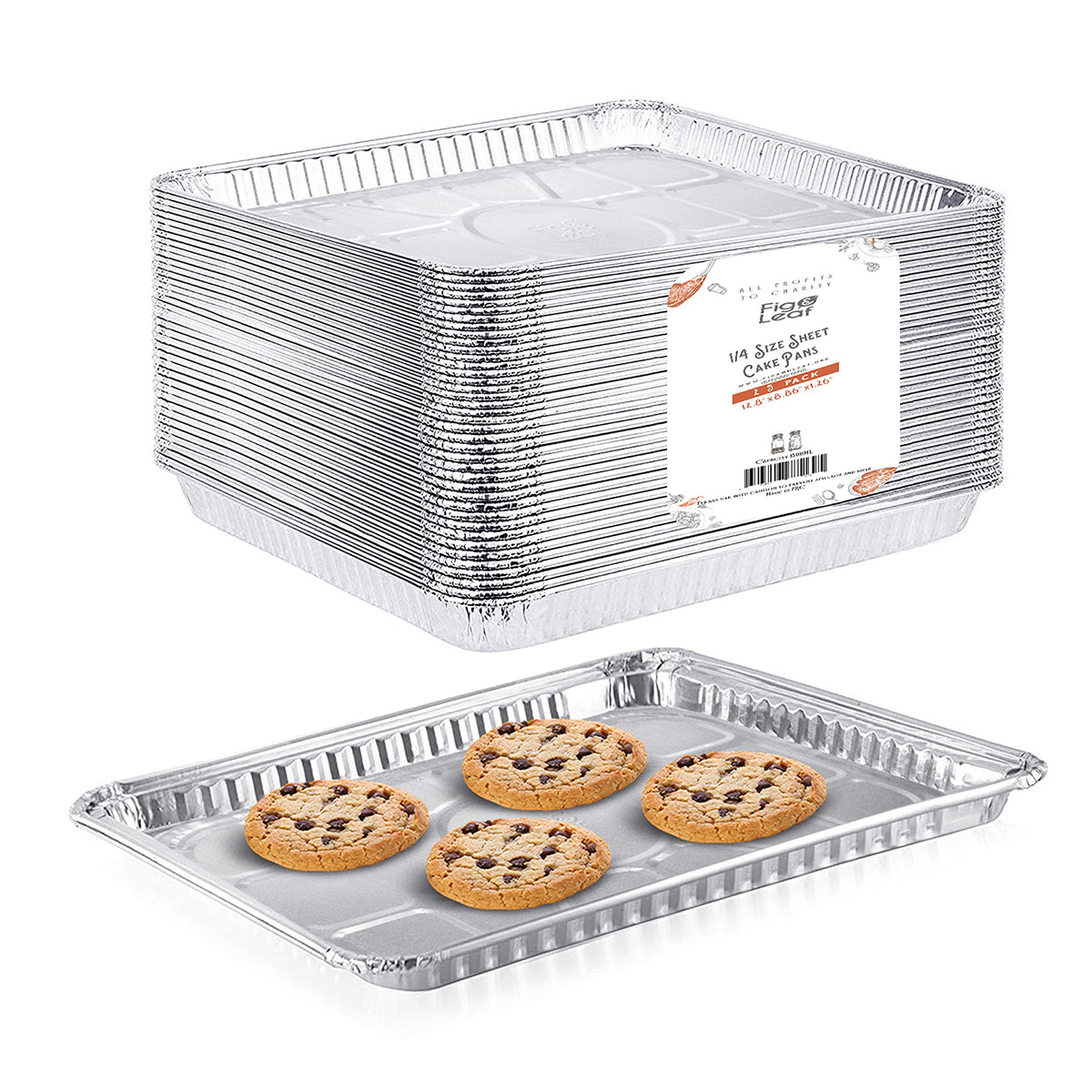 Fig & Leaf 25-pack quarter-size cookie sheet ready for even baking and easy transport.