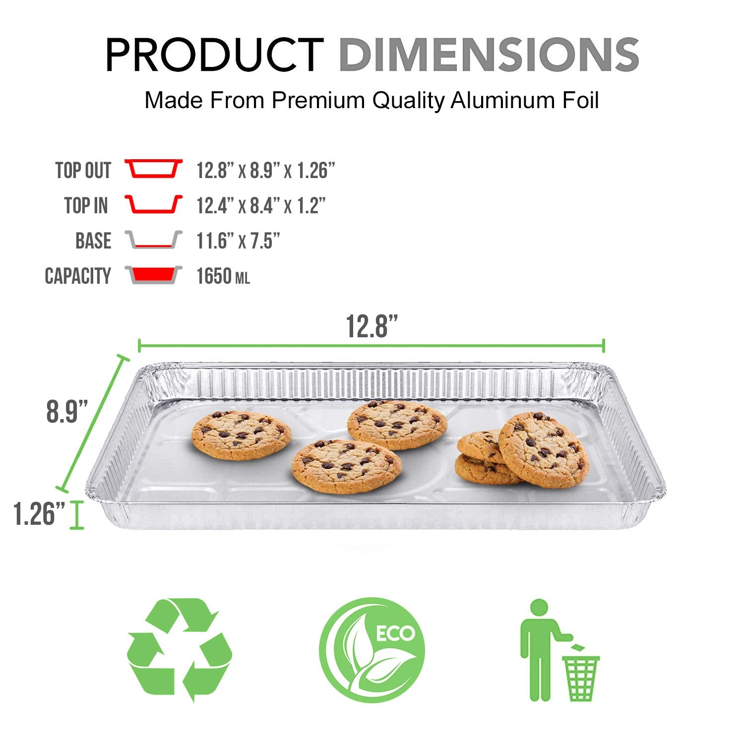 Fig & Leaf heavy-duty disposable aluminum trays with nonstick coating for mess-free cleanup.