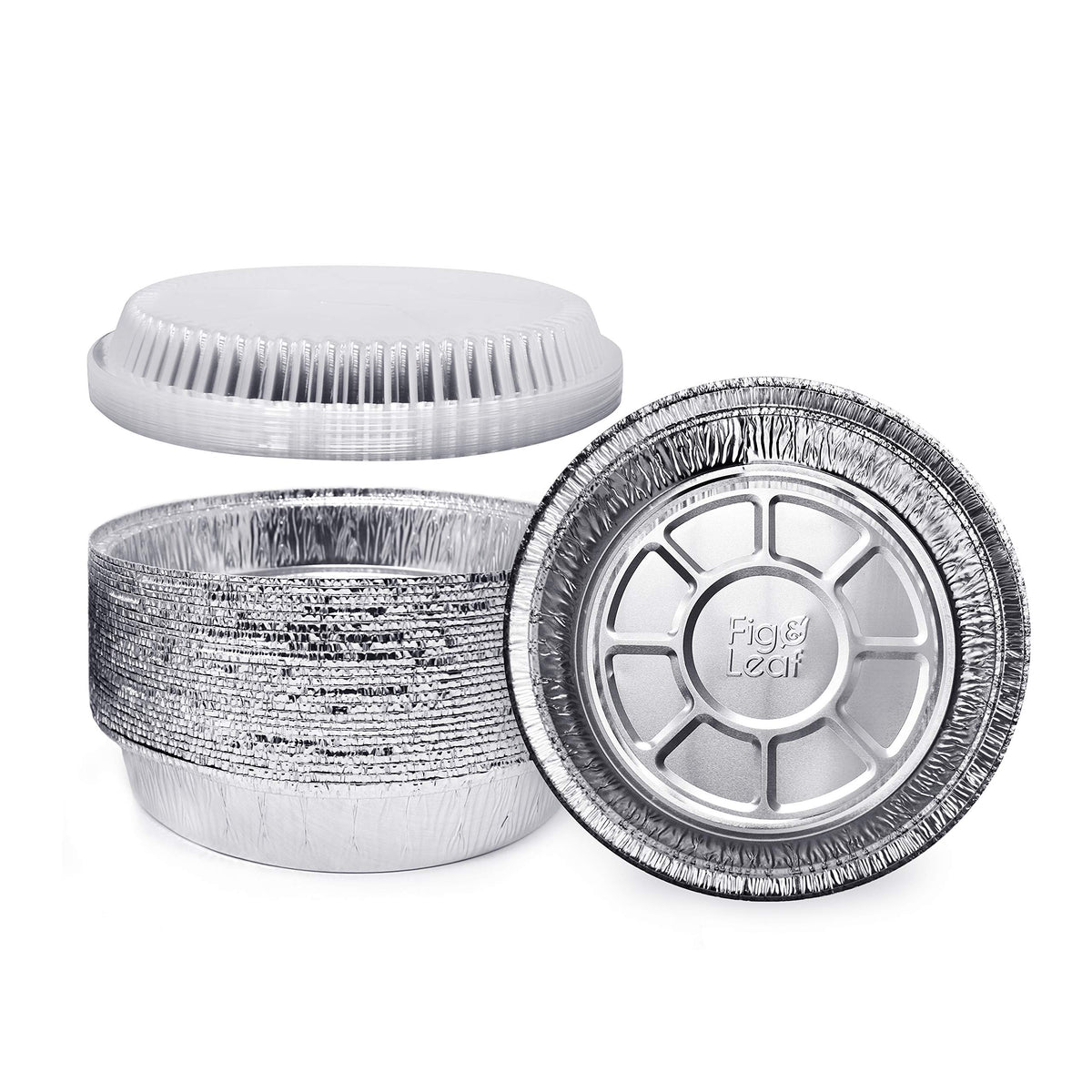 Fig & Leaf premium 7inch foil pan with dome lid for easy to-go meals.