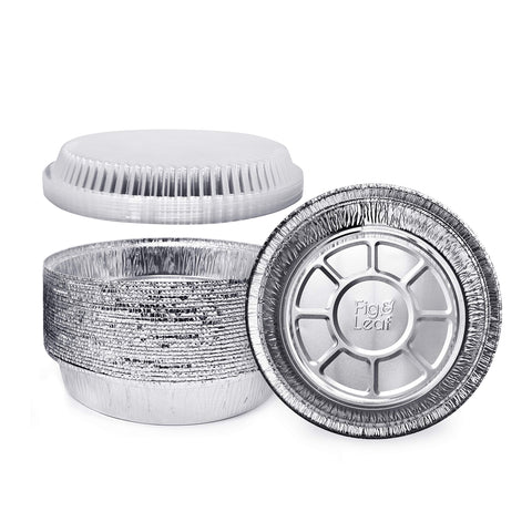 Fig & Leaf premium 7inch foil pan with dome lid for easy to-go meals.