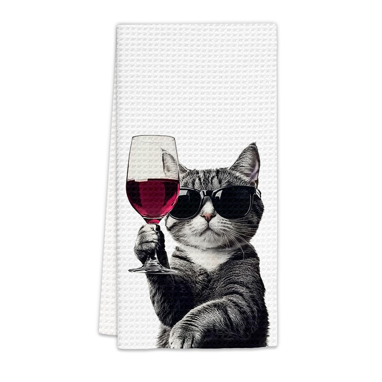 FIicy funny cat kitchen towel pattern adds playful style to your counter.