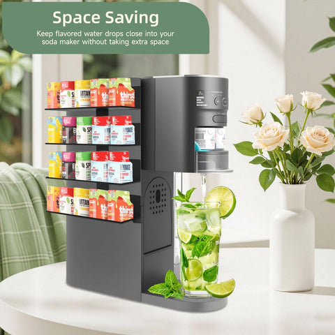 Fijaru storage rack keeps flavor pods neatly organized and reduces counter clutter.