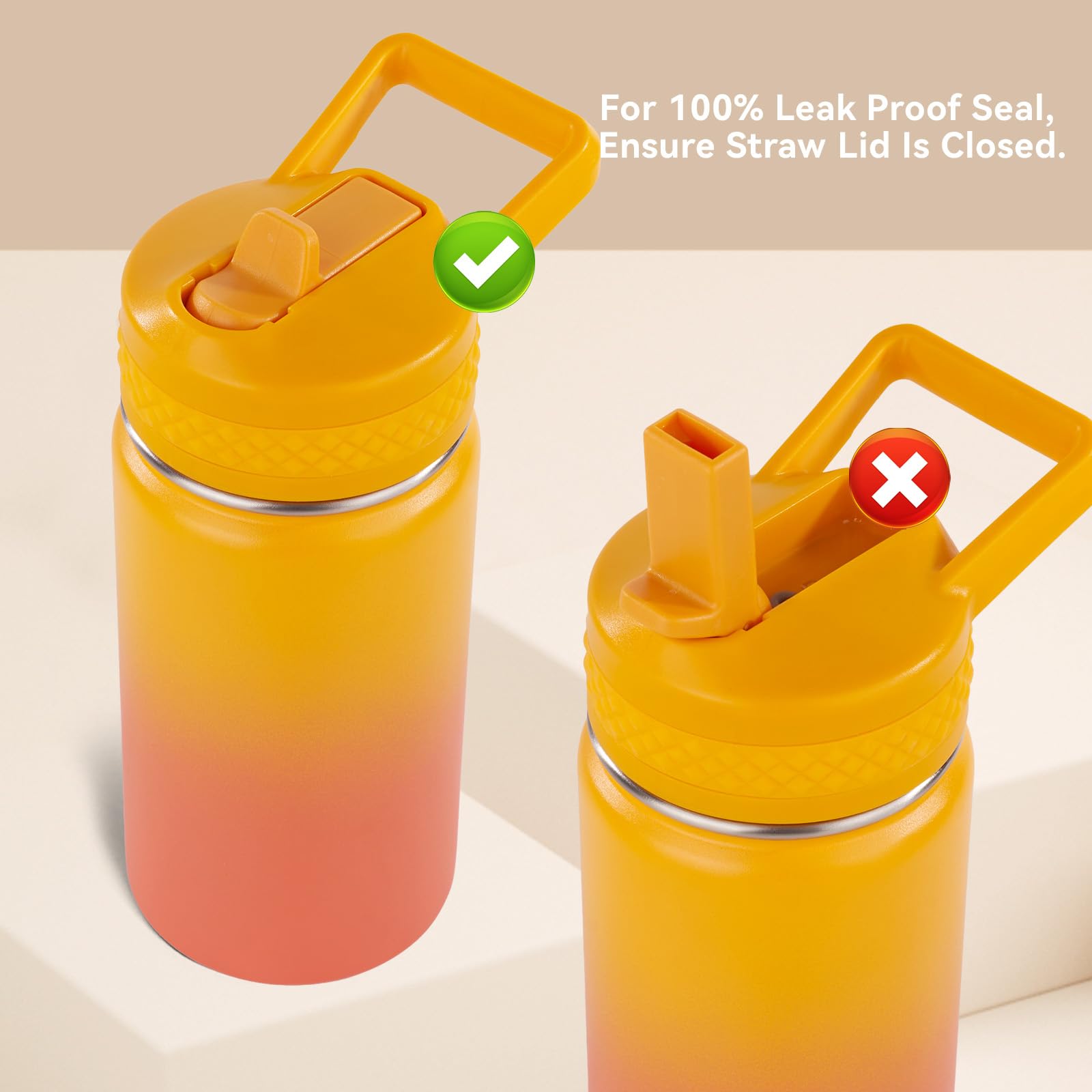 Fijinhom Sunrise close-up of leak-proof cap and straw lid