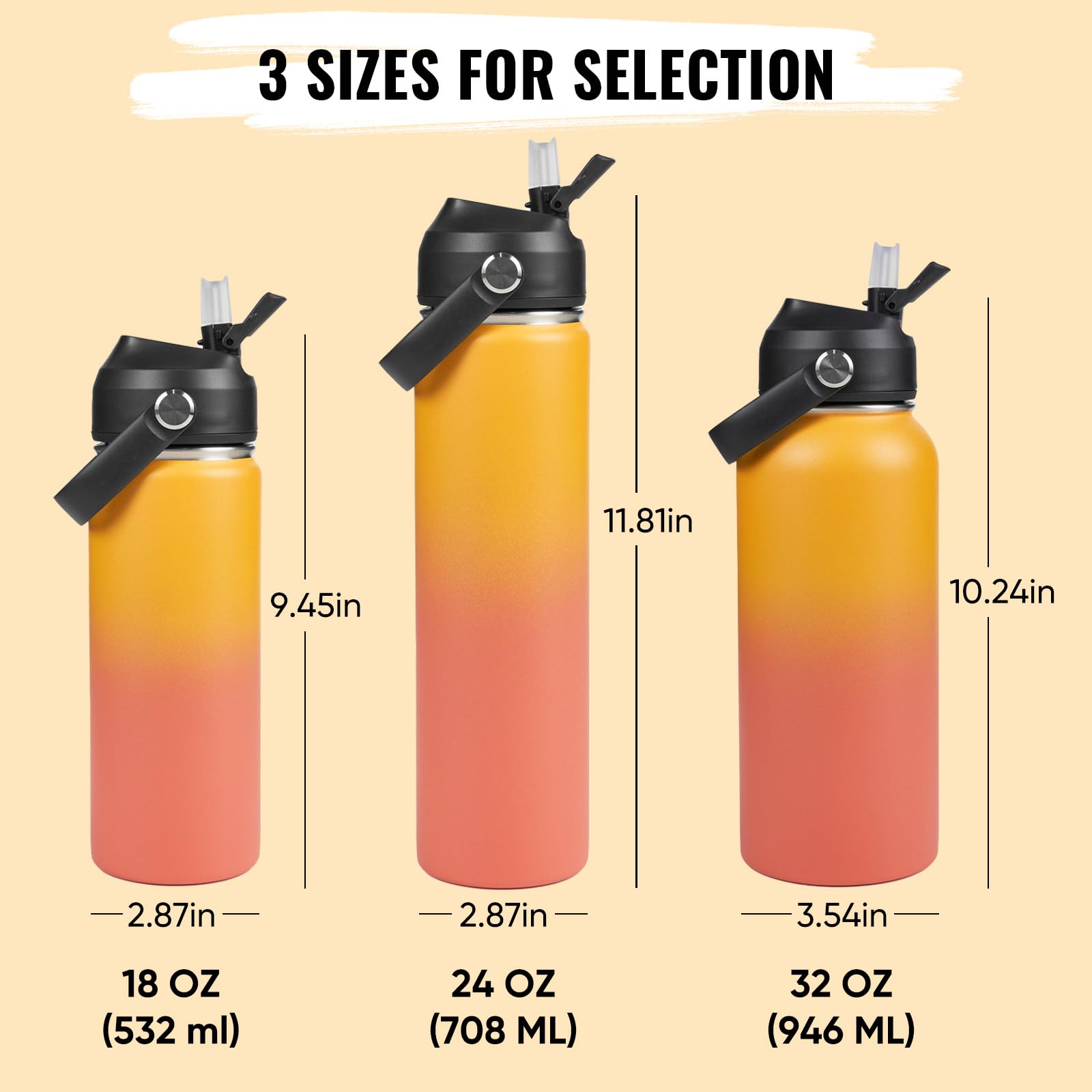 Fijinhom orange powder-coated bottle provides a secure grip during outdoor activities