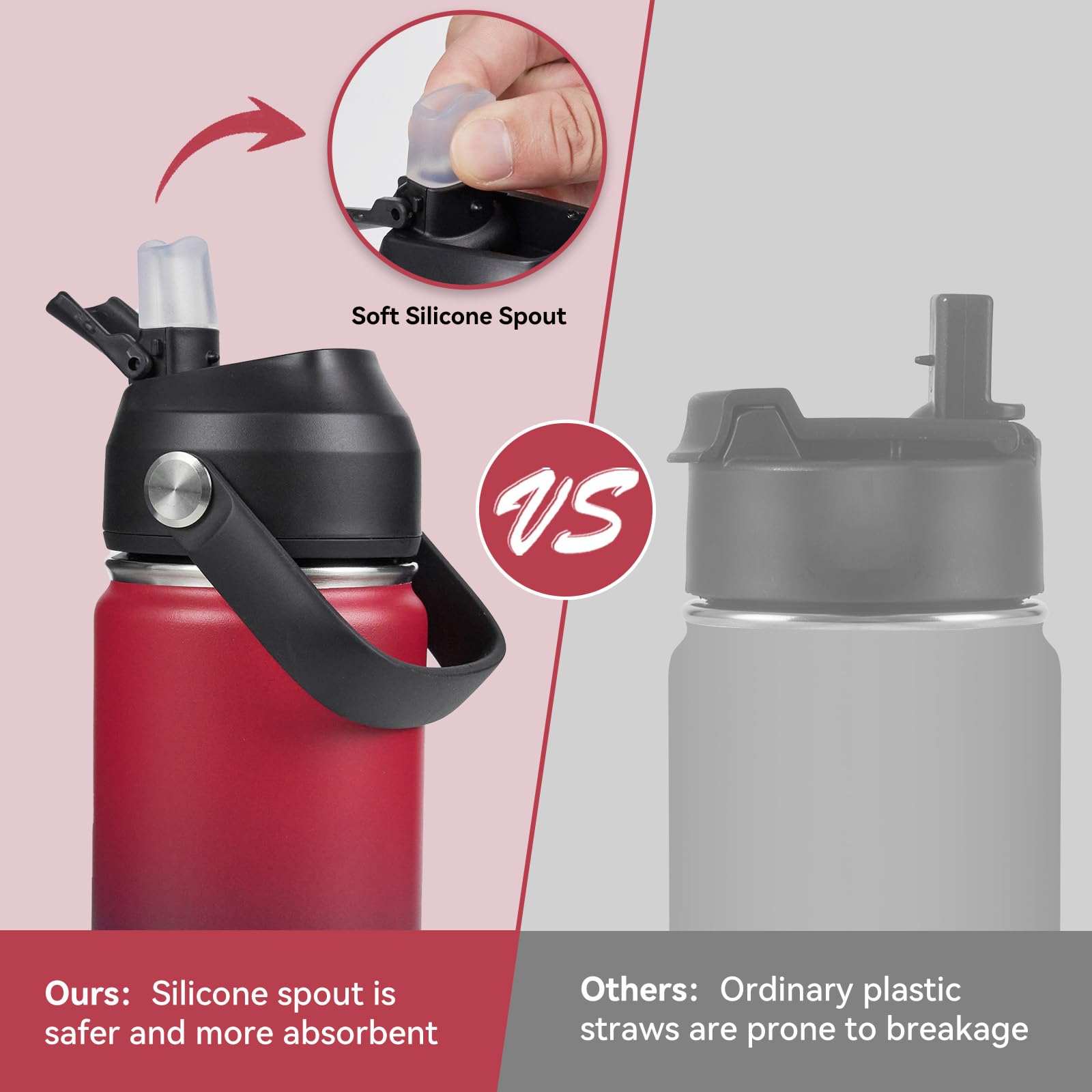 Fijinhom silicone nozzle straw enables easy, kid-friendly sipping.