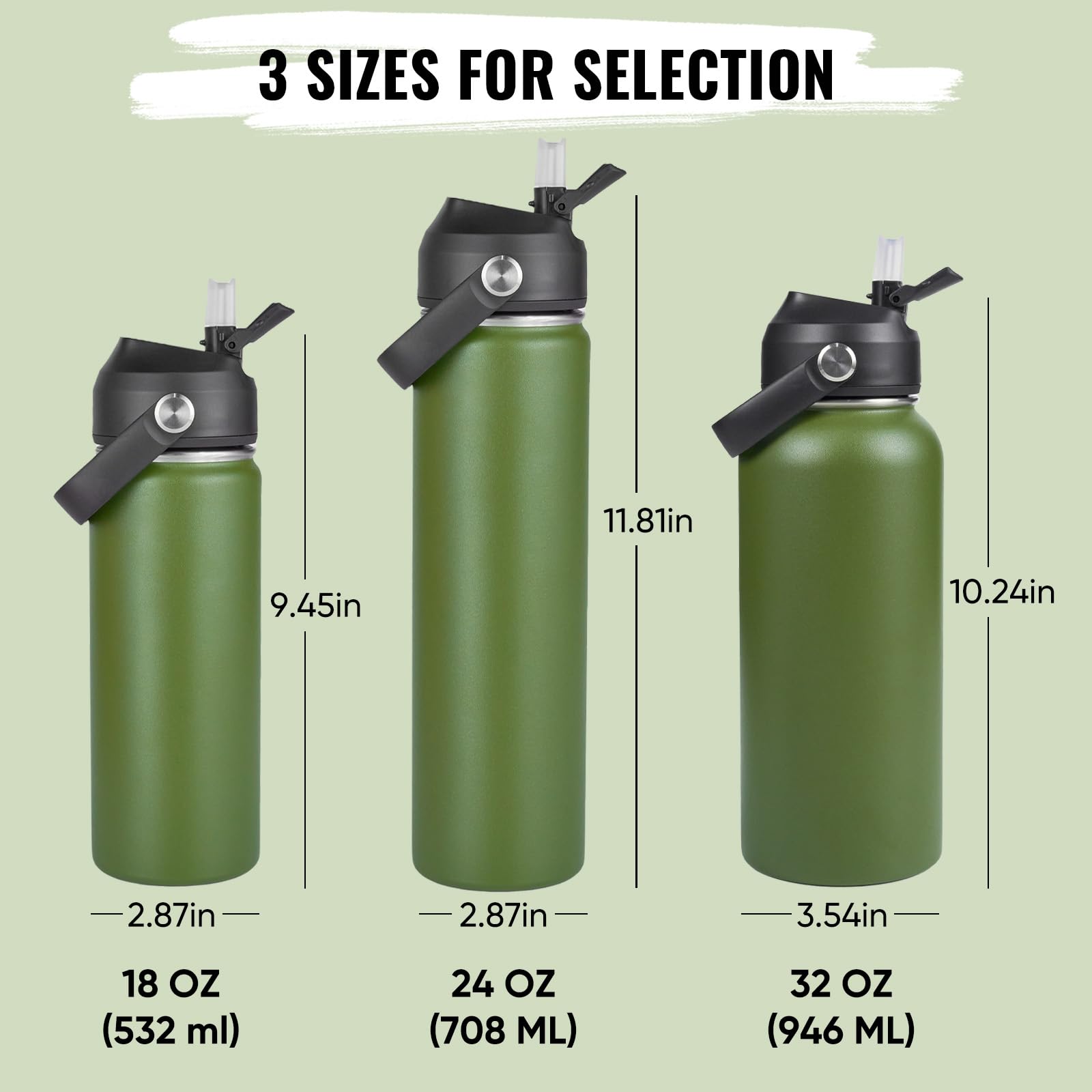 Fijinhom silicone straw bottle in green for kid-friendly sipping