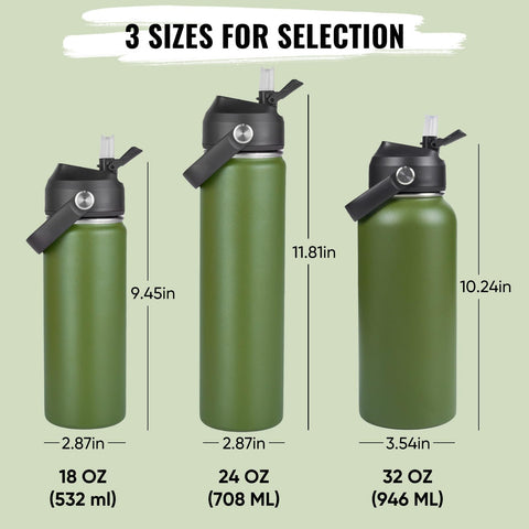 Fijinhom silicone straw bottle in green for kid-friendly sipping