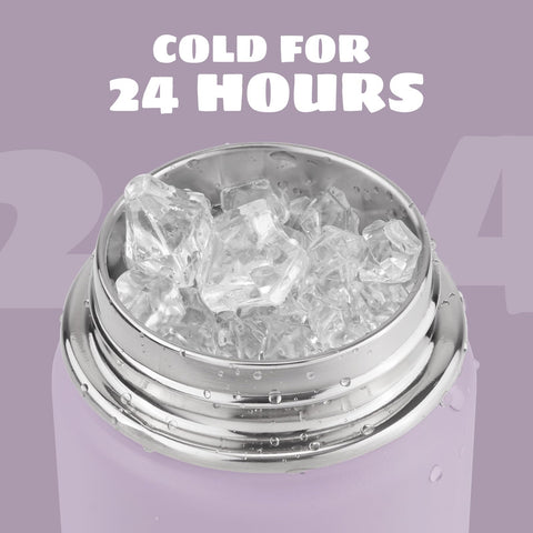 Fijinhom lilac leak-proof cap demonstrated to minimize spills during outings.
