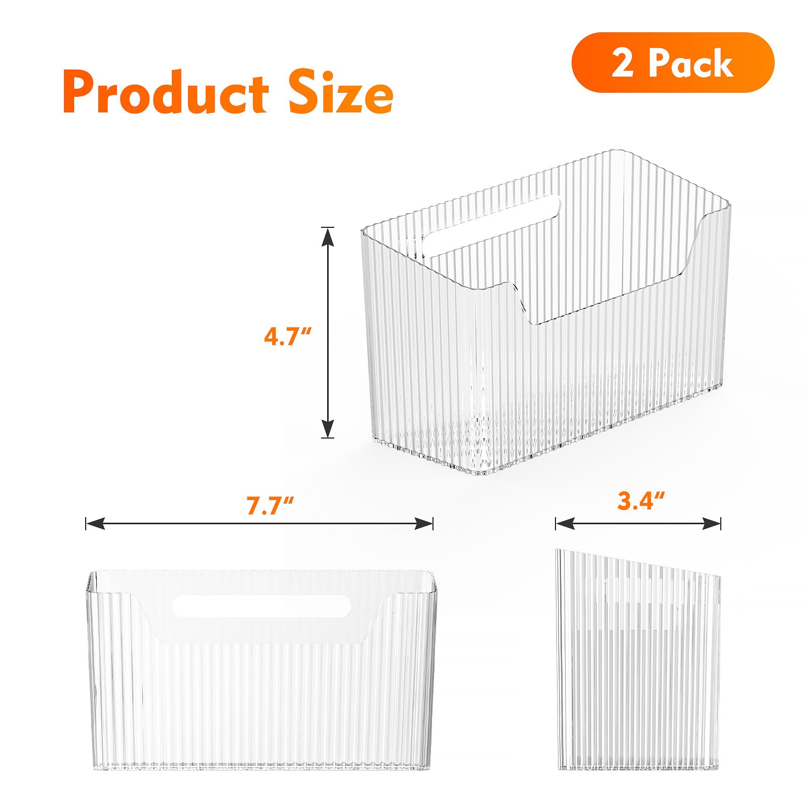 Fikinit clear plastic bin close-up highlights stackable design.