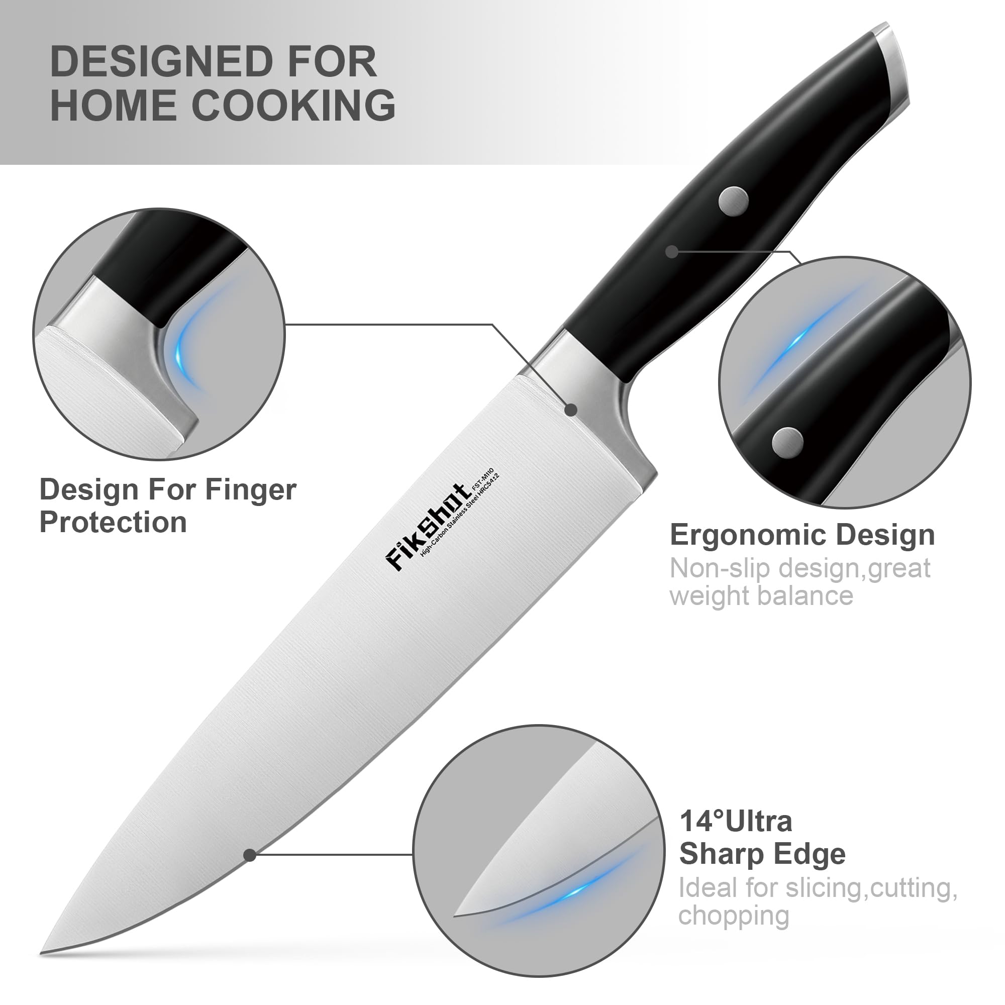 FikShot 8-inch bread knife for clean, even slices.