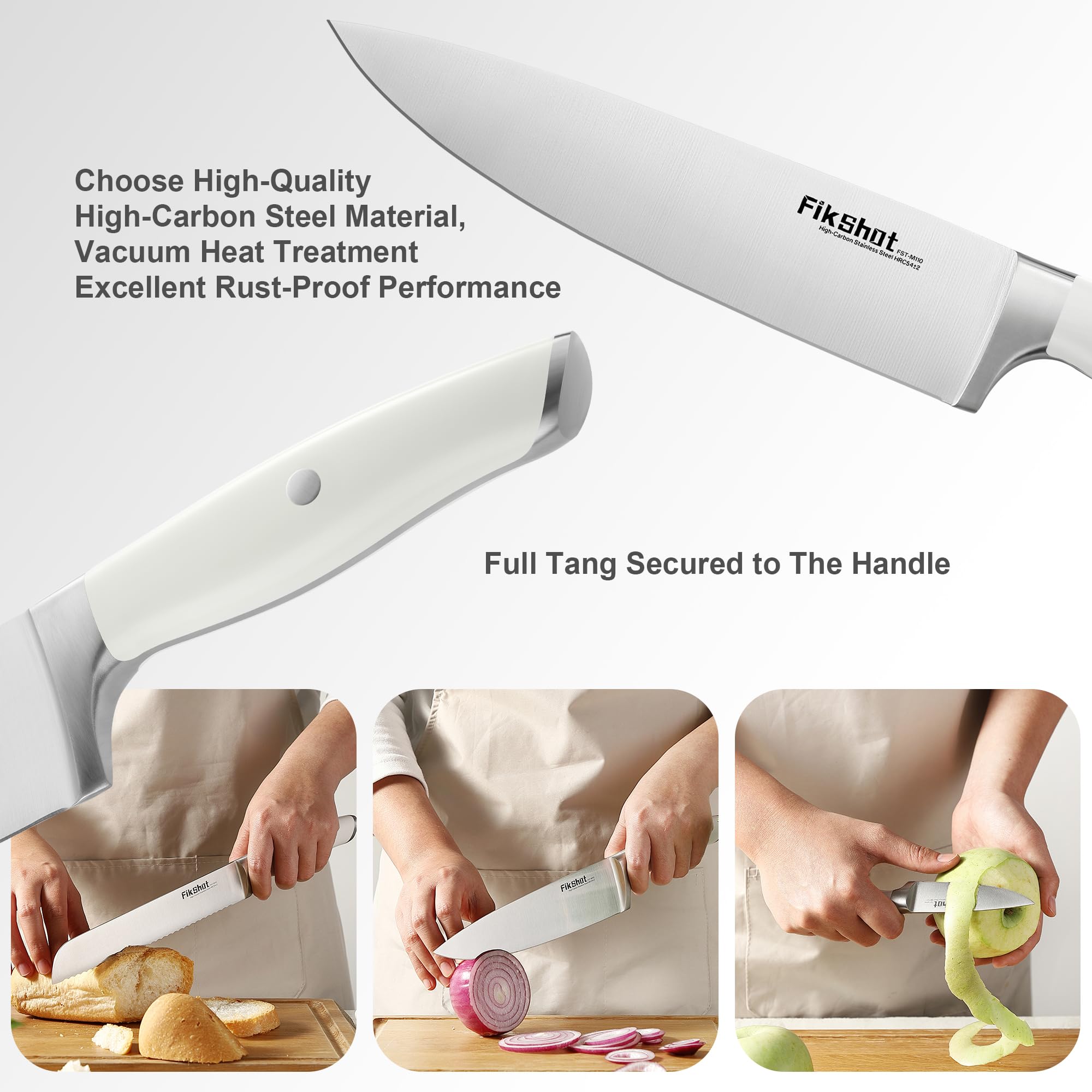 FikShot 8in chef knife ready for precise slicing.