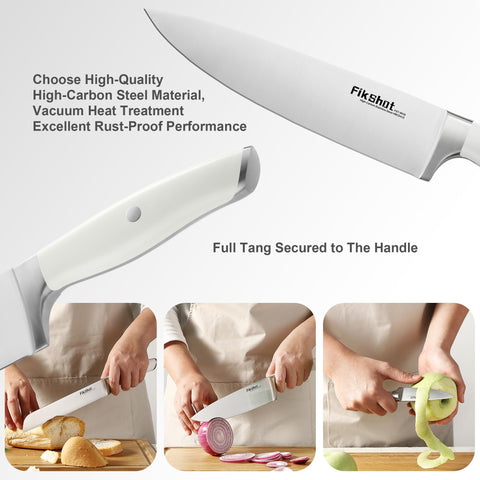 FikShot 8in chef knife ready for precise slicing.
