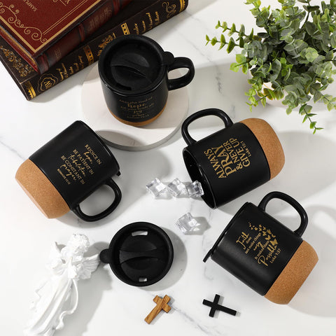 FillTouch mug on desk showing cork bottom protecting wooden surfaces.