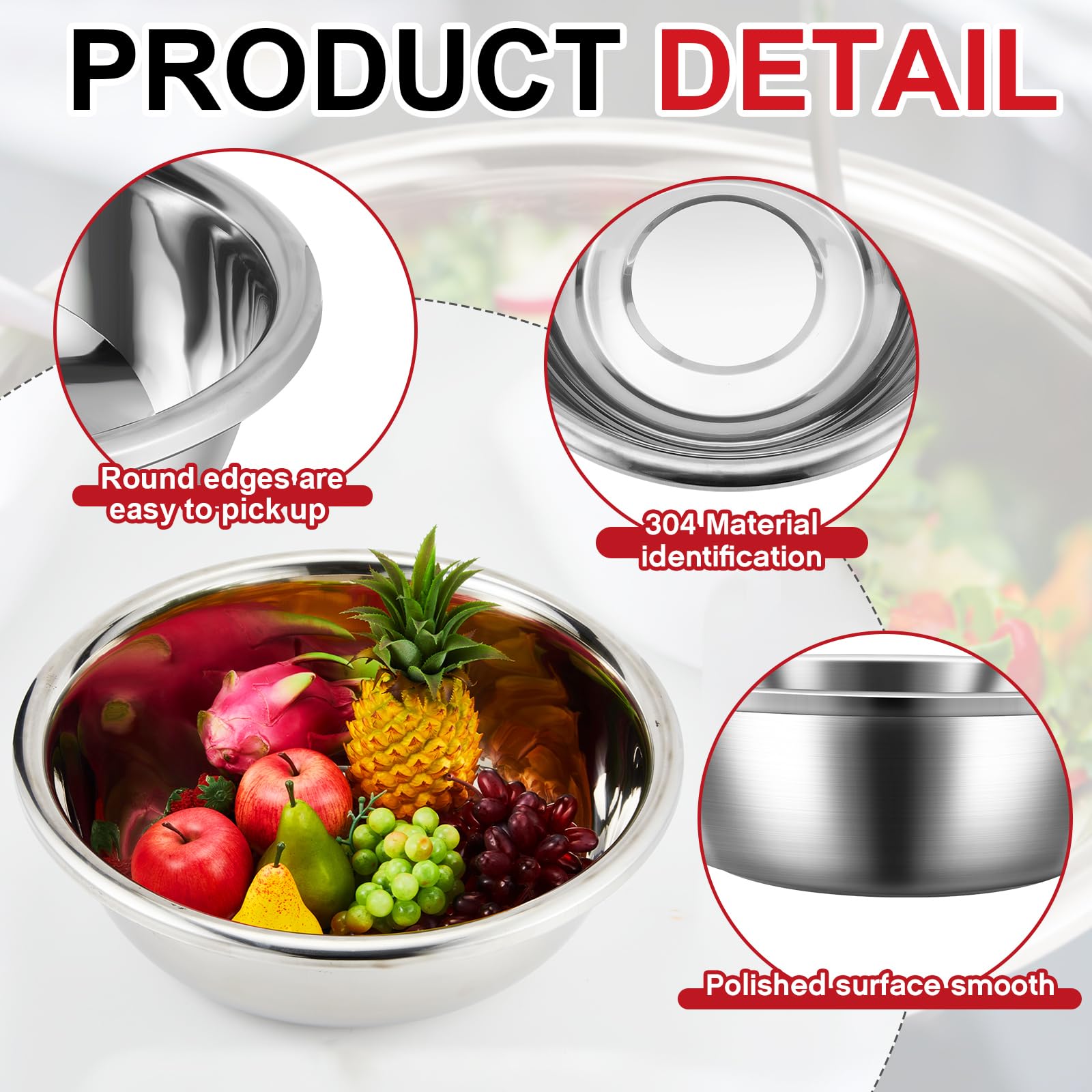 FillTouch stainless steel mixing bowl with flat base for stable mixing