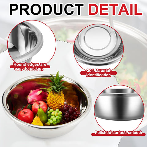 FillTouch stainless steel mixing bowl with flat base for stable mixing