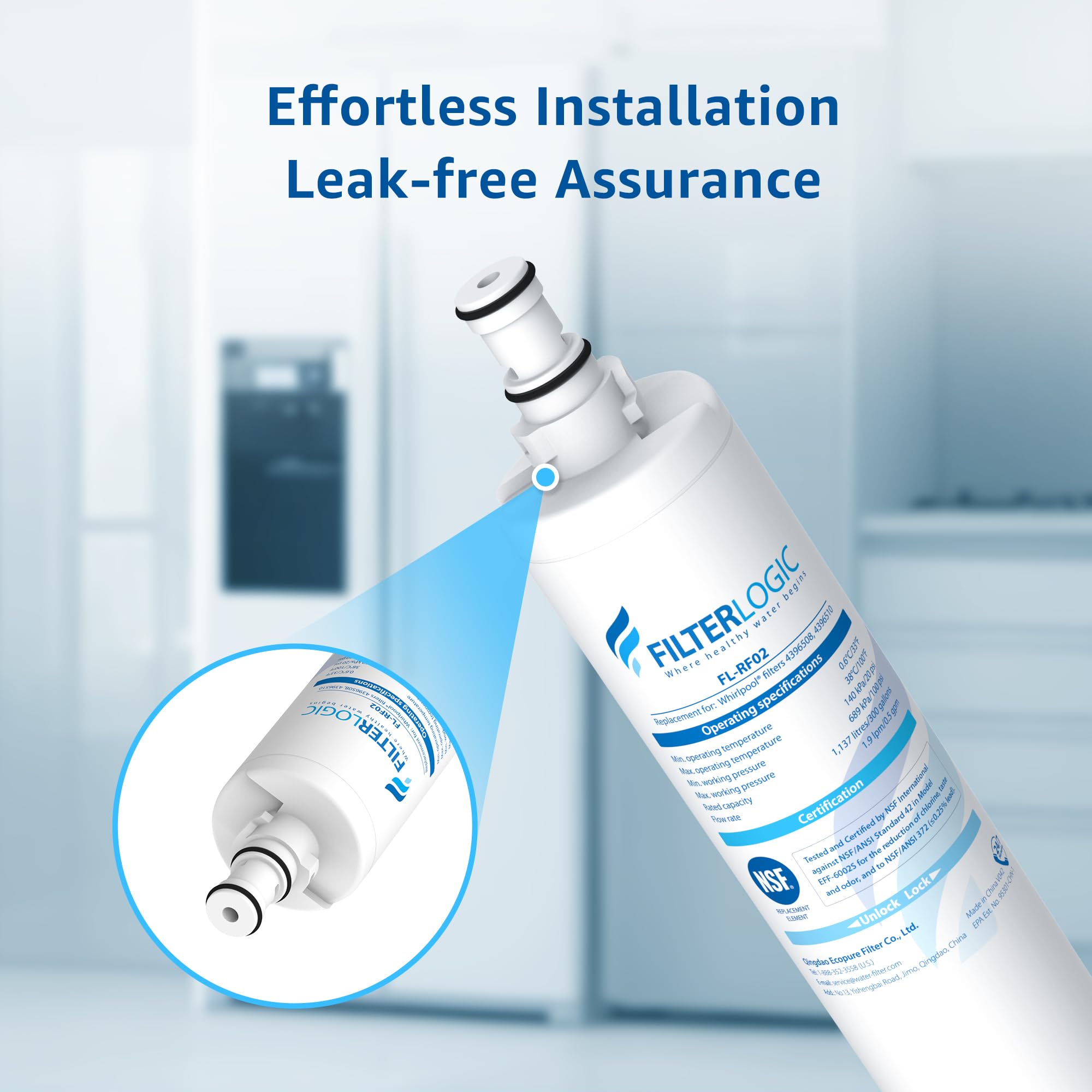 Filterlogic 4396508 nsf-certifications confirms NSF 42 and 372 standards.