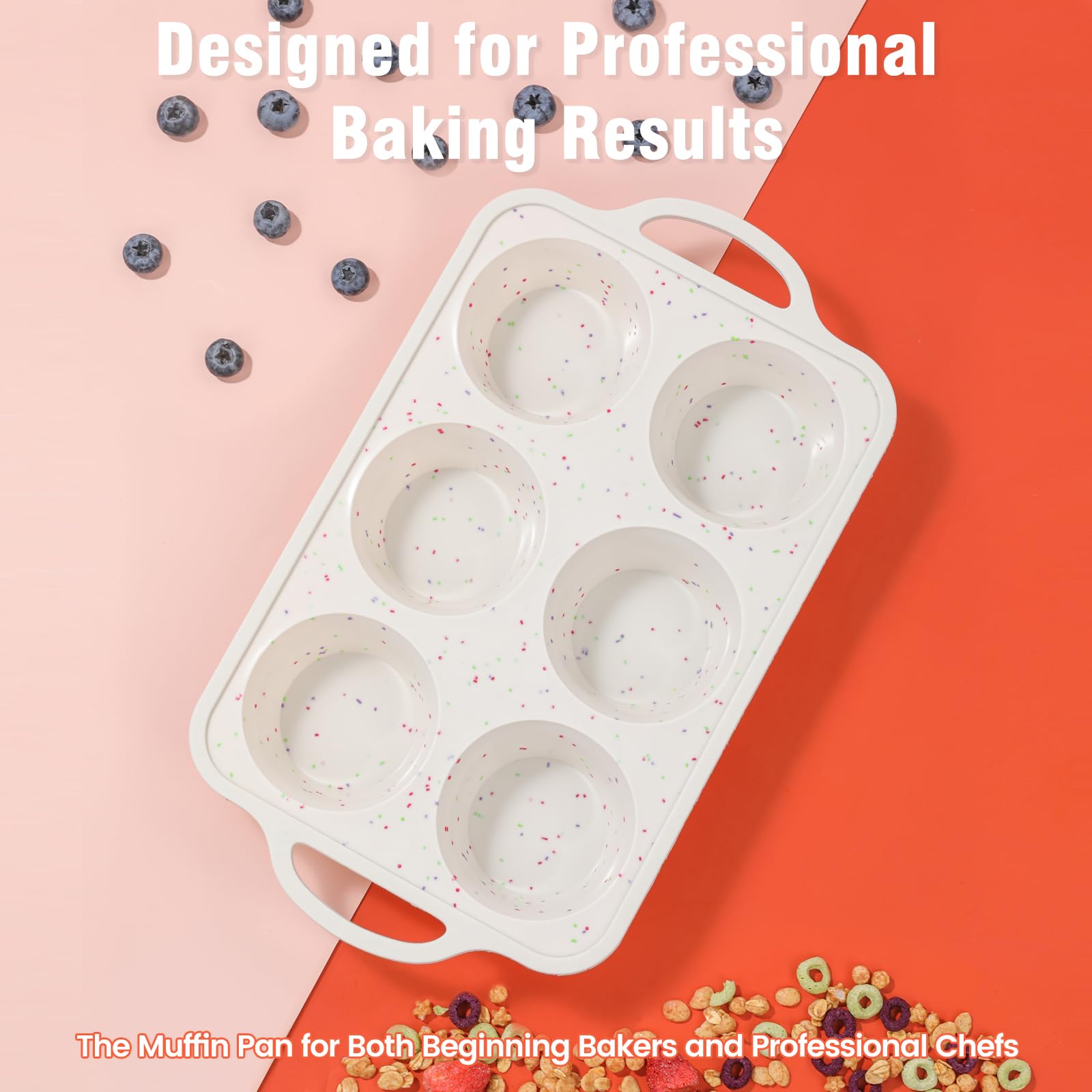 Fimary jumbo muffin pan withstands 450°F for versatile use