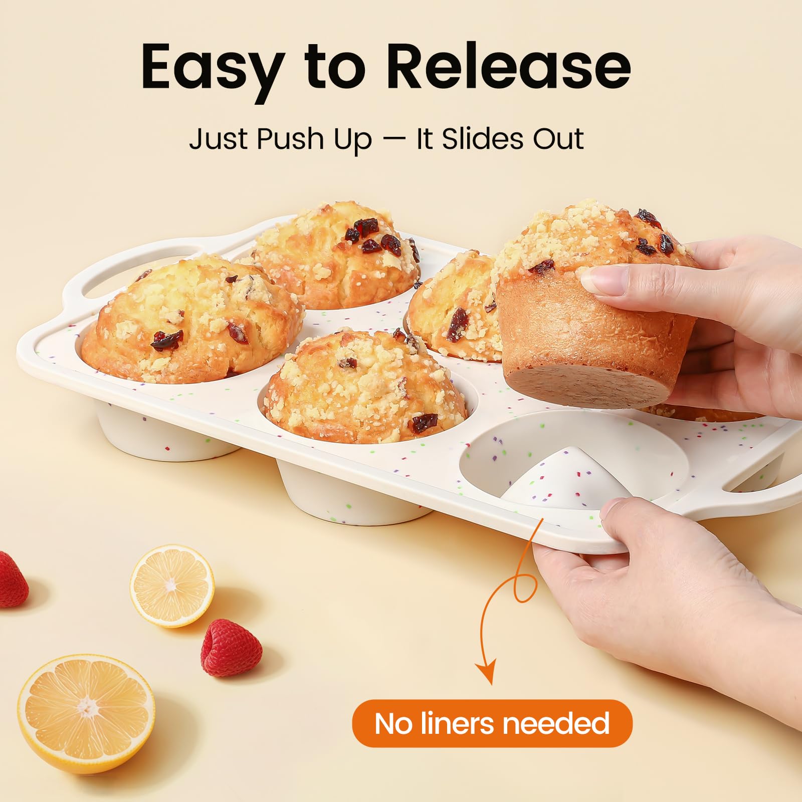 Fimary non-stick silicone muffin pan for easy release of pastries