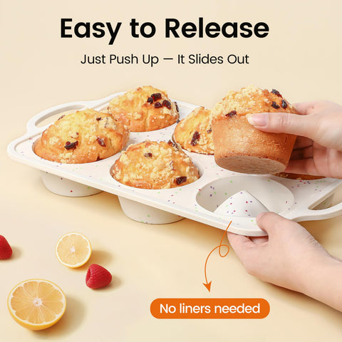 Fimary non-stick silicone muffin pan for easy release of pastries