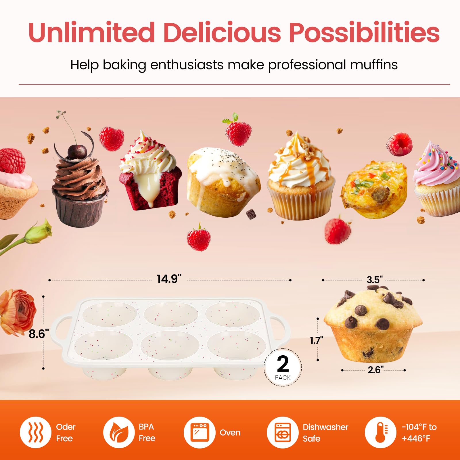 Fimary set of 2 jumbo muffin pans ideal for batch baking