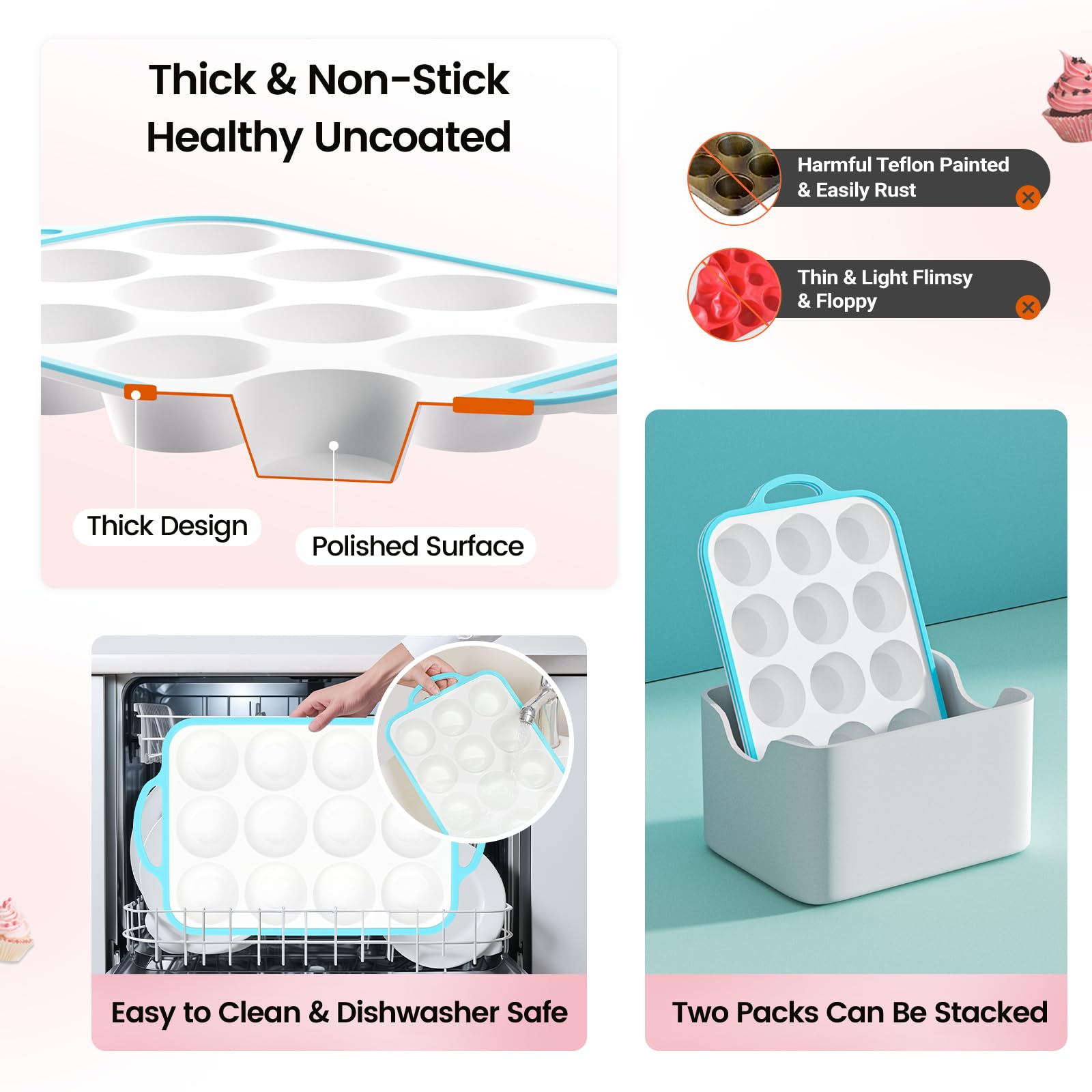 Two-pack Fimary muffin pans save space in kitchen