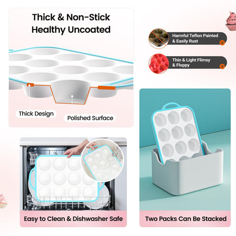 Two-pack Fimary muffin pans save space in kitchen