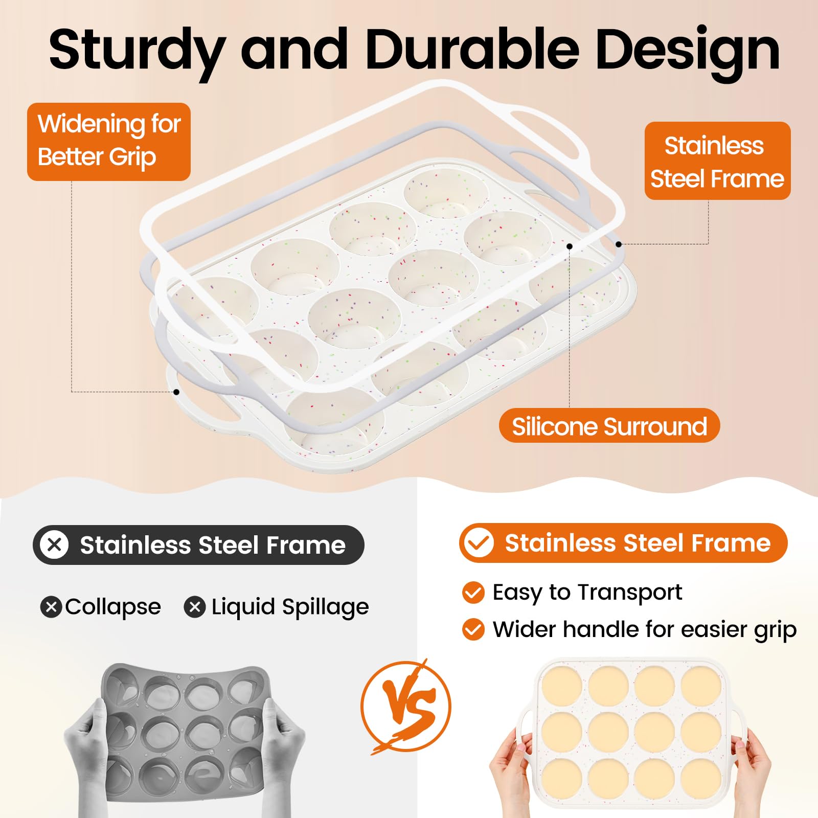 Fimary silicone muffin pan BPA-free and dishwasher-safe for simple cleanup.