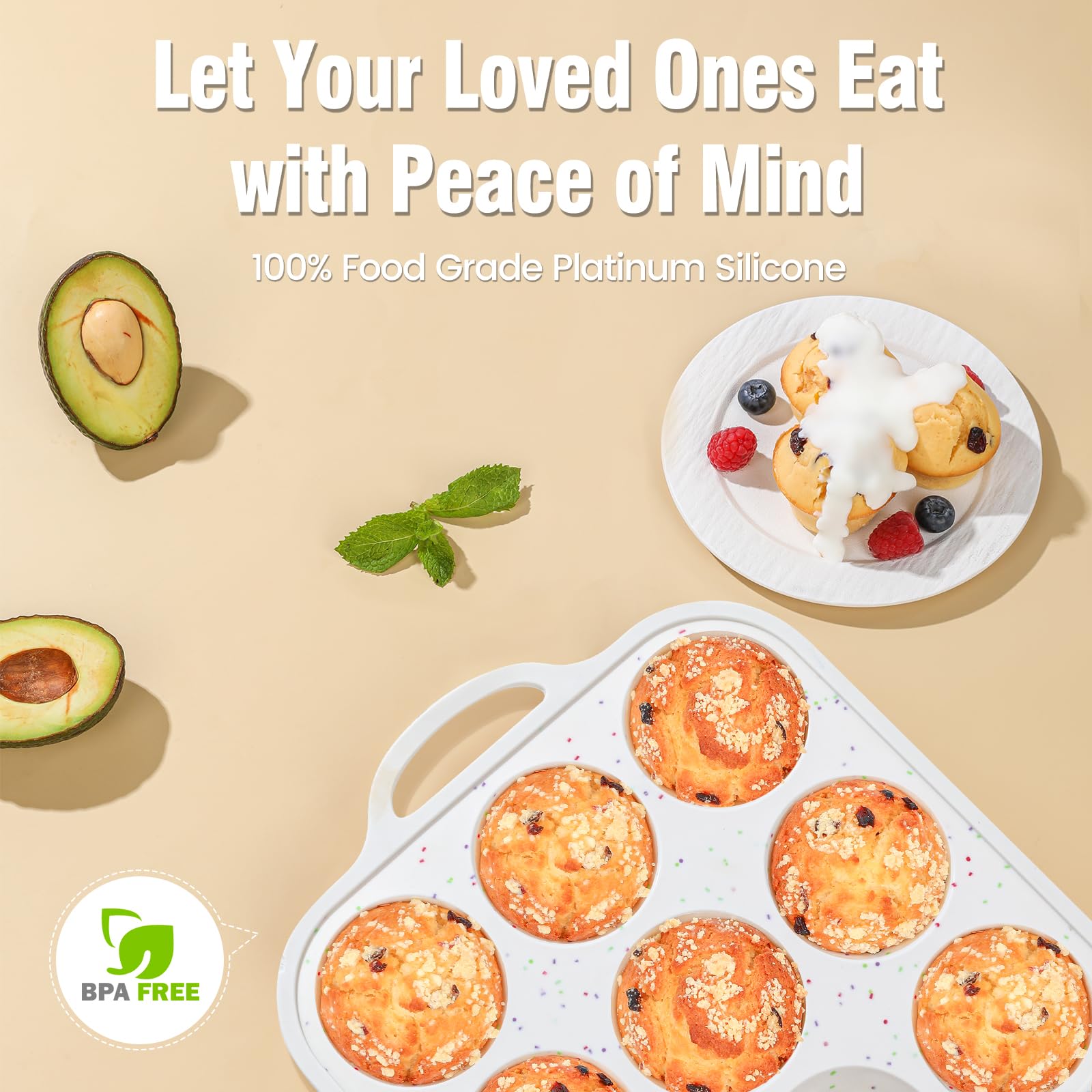 Fimary silicone muffin pan safe for family use and everyday baking.