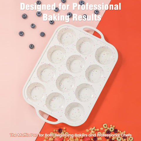 Fimary muffin pan heat-resistant up to 450°F for freezer-to-oven versatility.