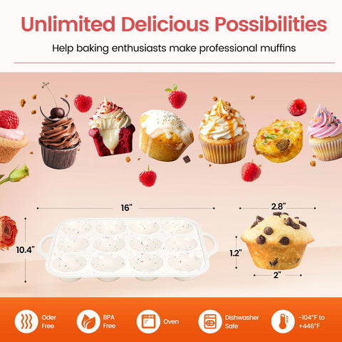 Fimary muffin pan 12-cup capacity suited for batch meal prep.