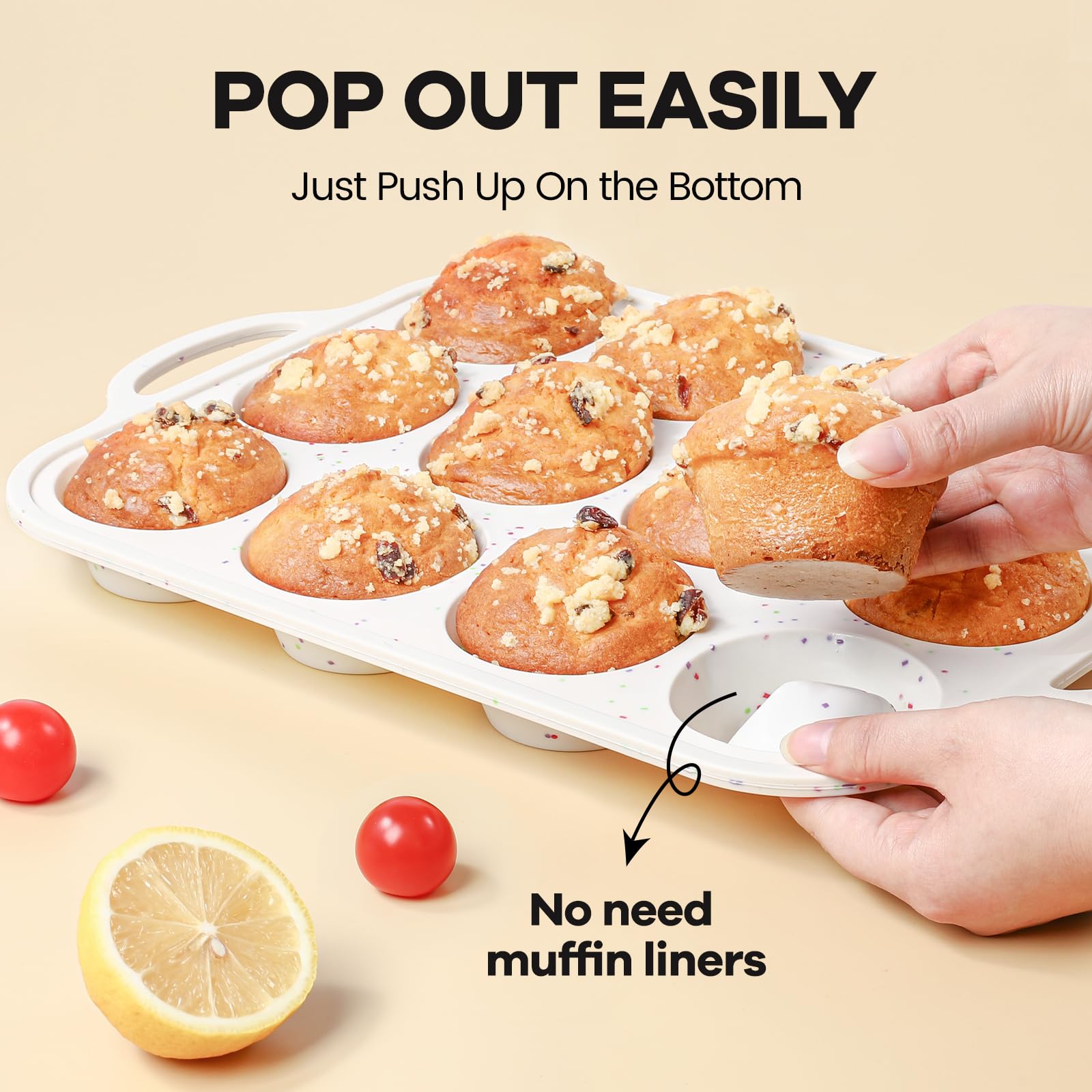 Fimary silicone muffin pan easy-release muffins without greasing.