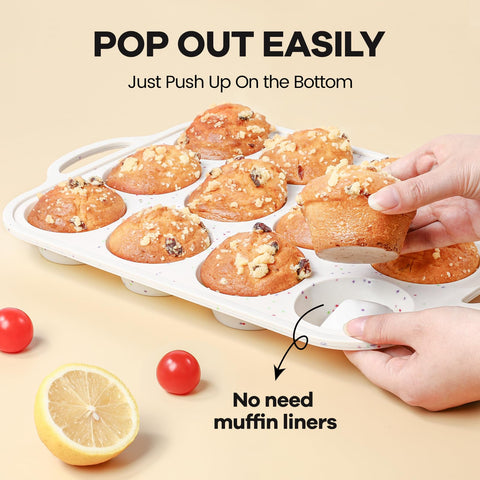Fimary silicone muffin pan easy-release muffins without greasing.