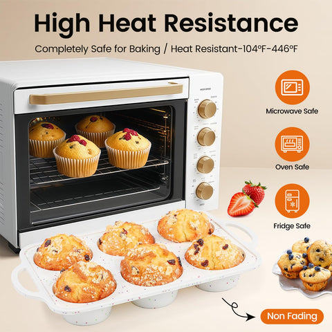 Fimary stable metal-frame muffin pan maintains shape under heat