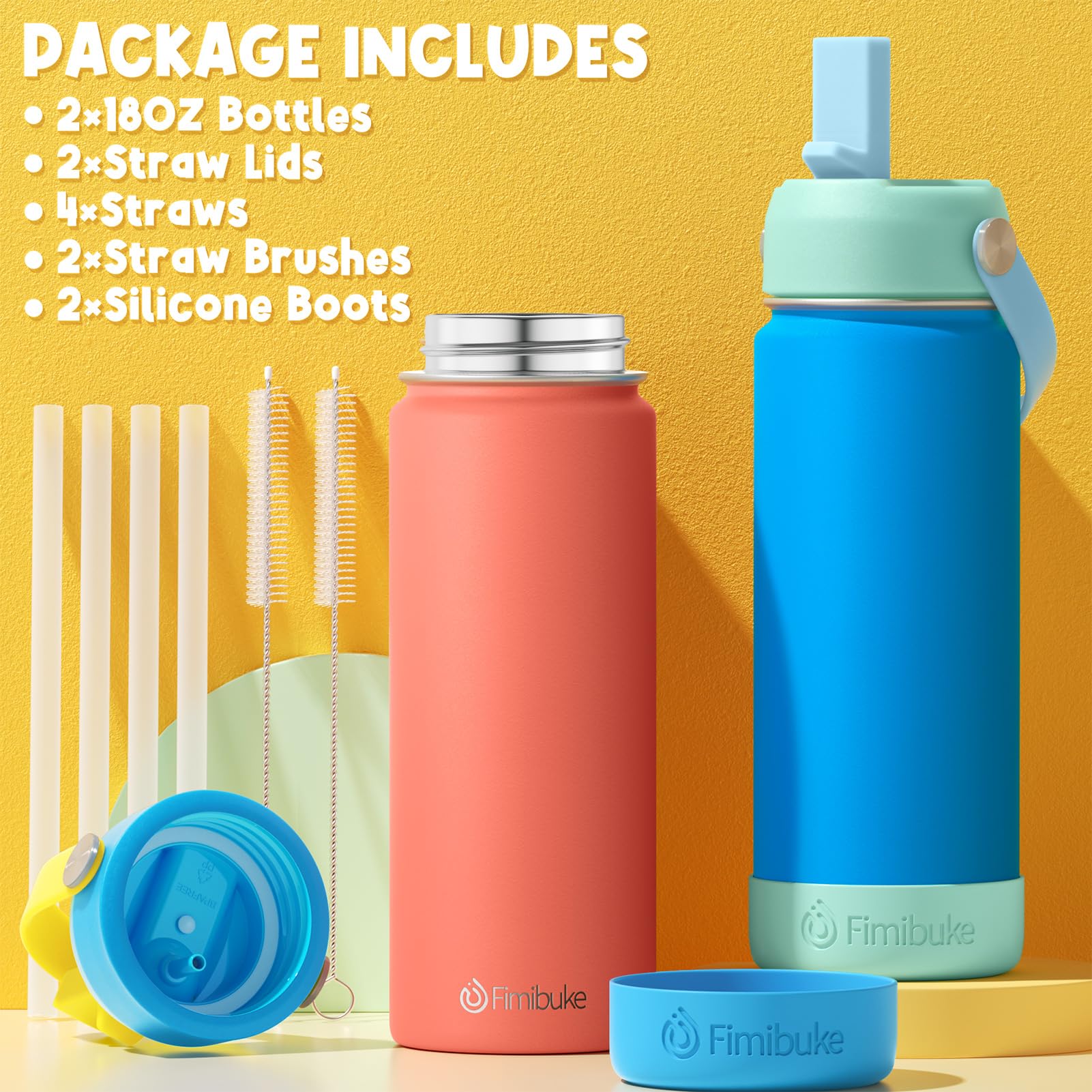 Fimibuke double-wall stainless bottle stays sweat-free during gym or playtime