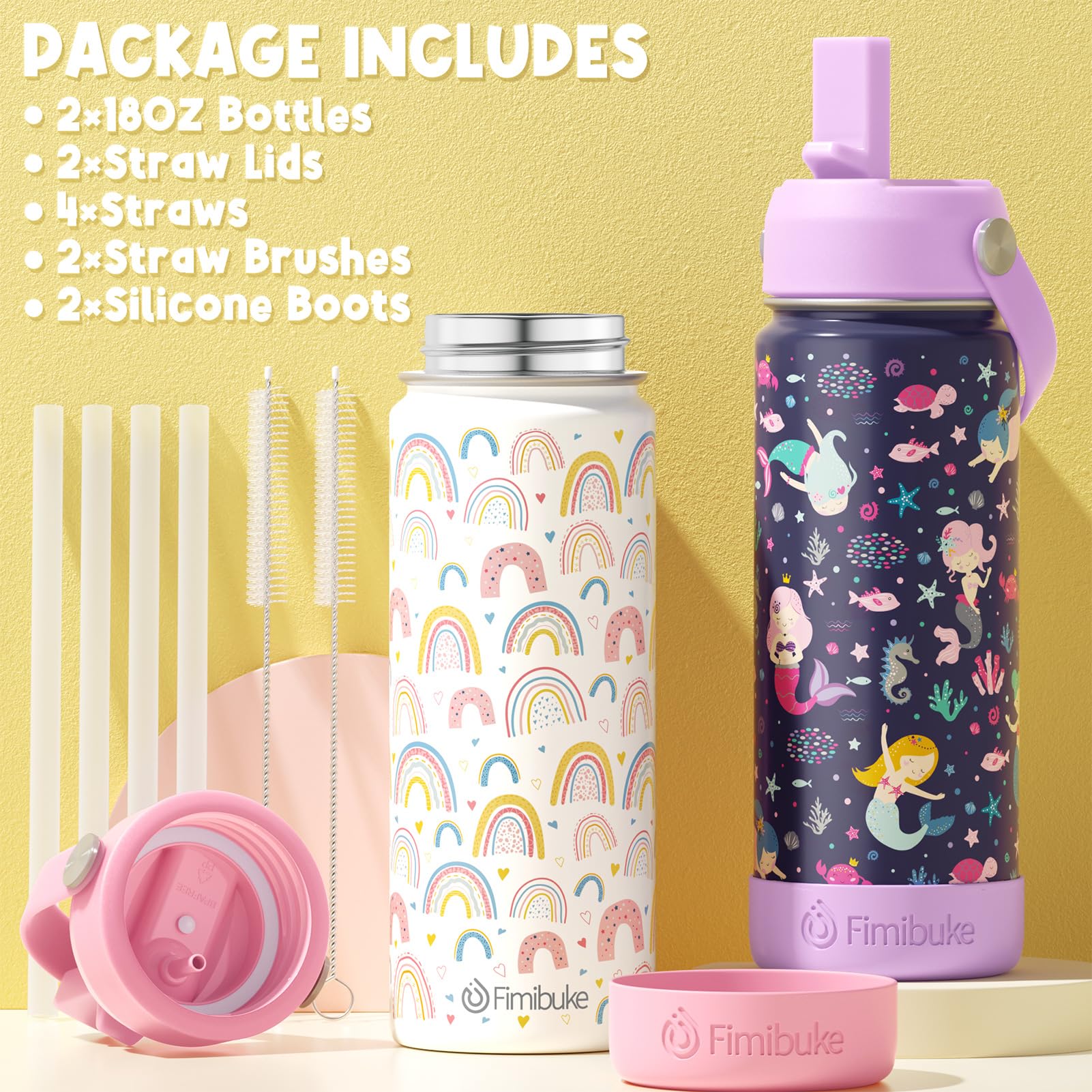 Fimibuke bottle double-wall keeps beverages cold or warm.
