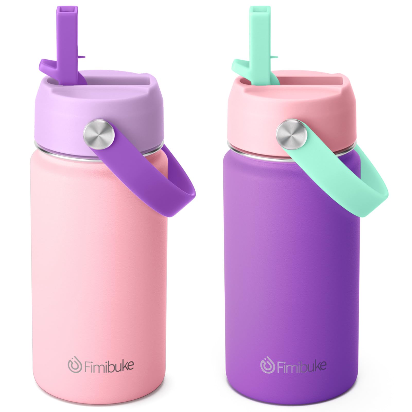 Fimibuke kids bottle pair in macarons designed for classroom hydration on the go.