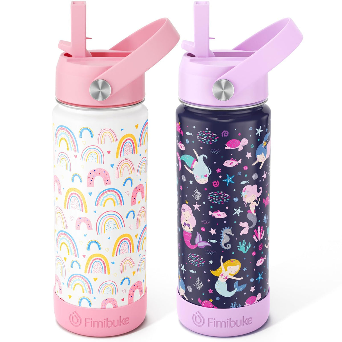 Fimibuke kids bottle rainbow 2-pack promotes vibrant hydration on the go.