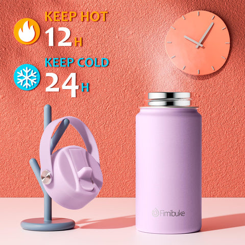 Fimibuke wide-mouth bottle allows easy refilling and ice addition for kids.