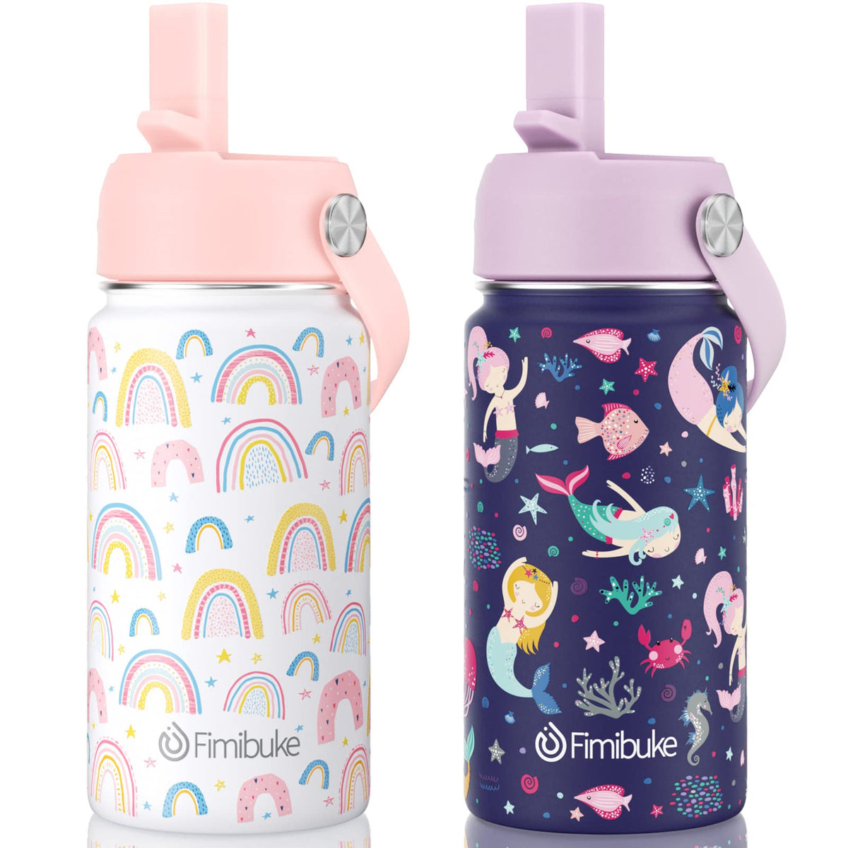 Fimibuke kids bottle with rainbow pattern keeps drinks fresh for school days