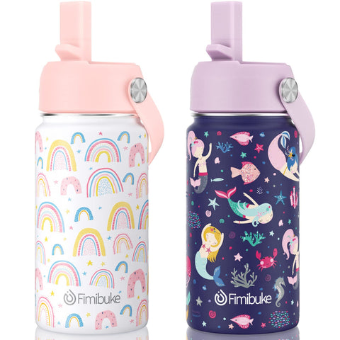Fimibuke kids bottle with rainbow pattern keeps drinks fresh for school days