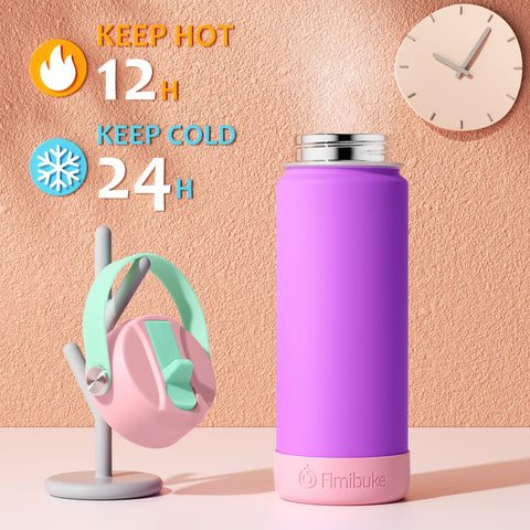 Fimibuke bottle close-up shows leak-proof lid and sturdy straw