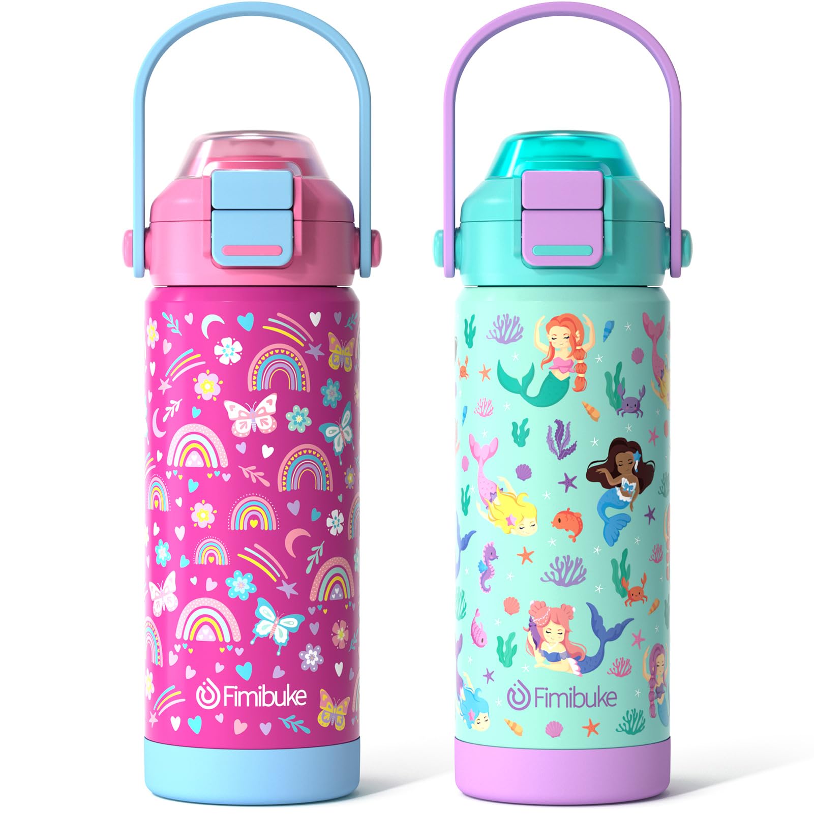 Fimibuke rainbow bottle with pop open straw lid for quick hydration