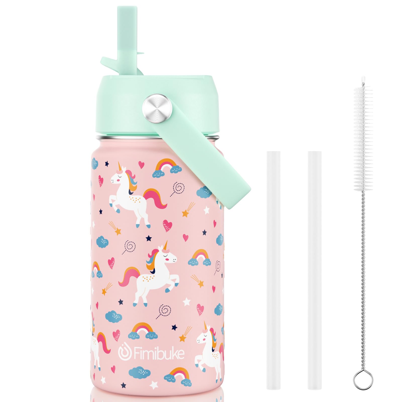Fimibuke unicorn bottle with leak-proof lid, perfect for kids on the go.