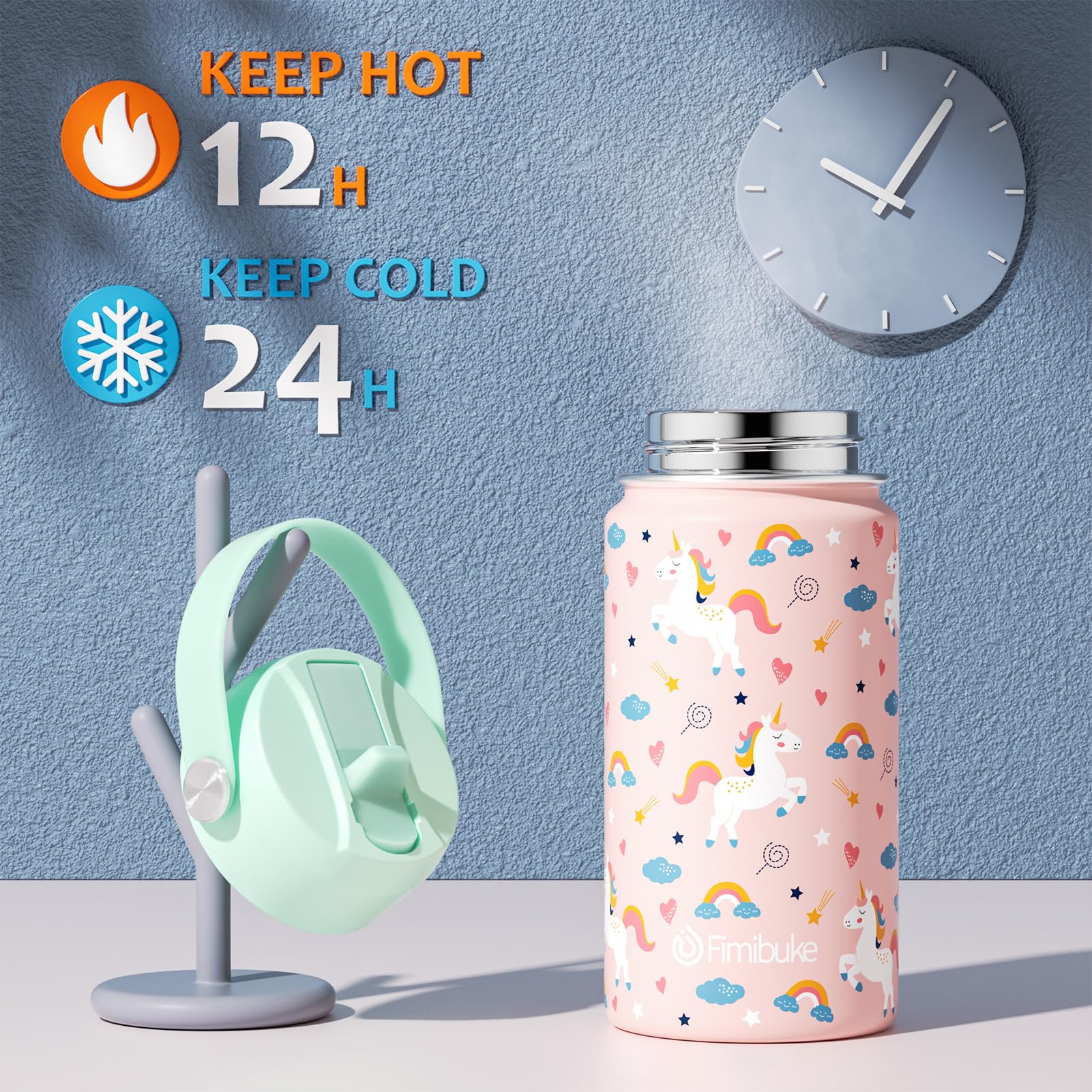 Fimibuke wide-mouth bottle for easy refills and ice.