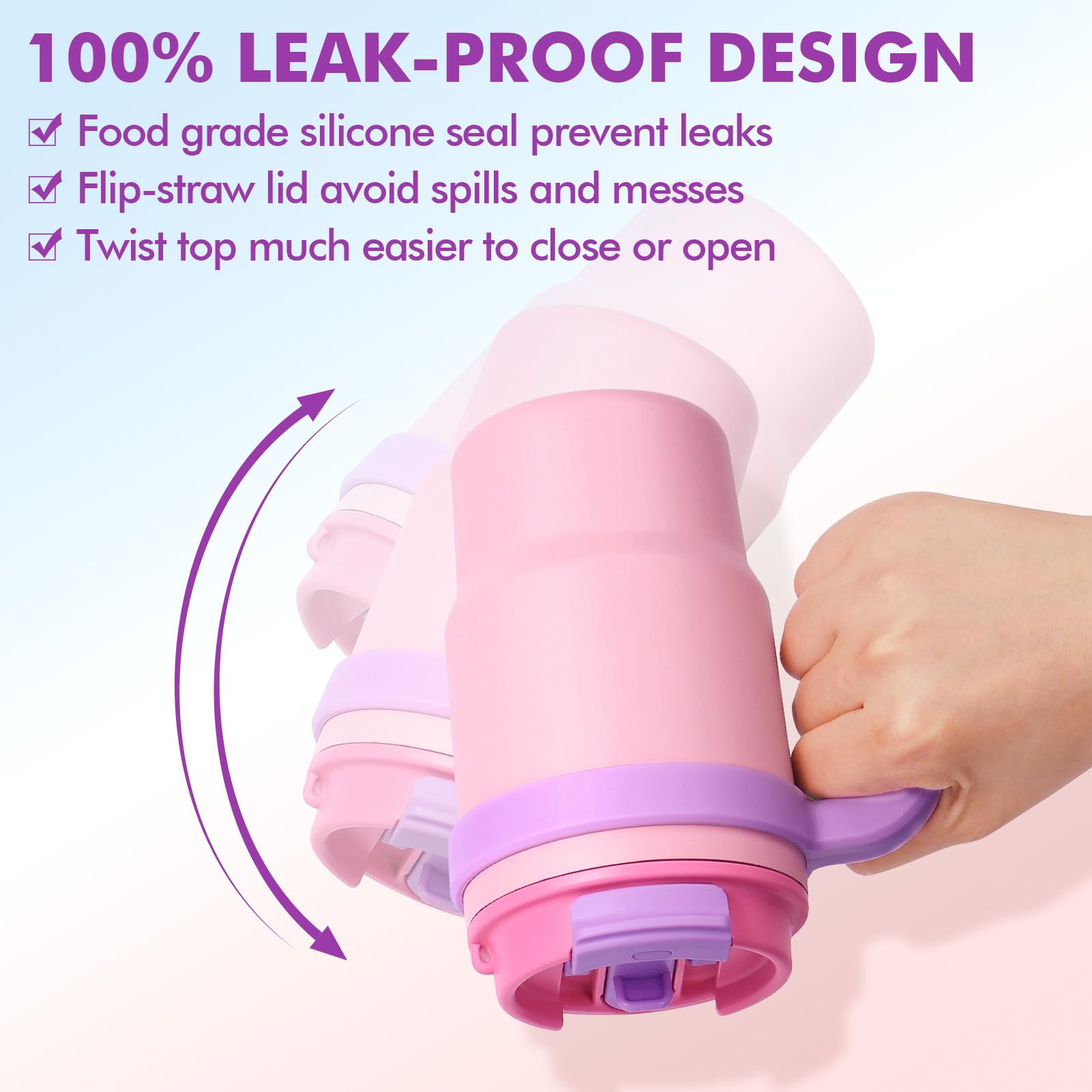 Fimibuke wide-mouth opening allows easy ice and fruit addition.